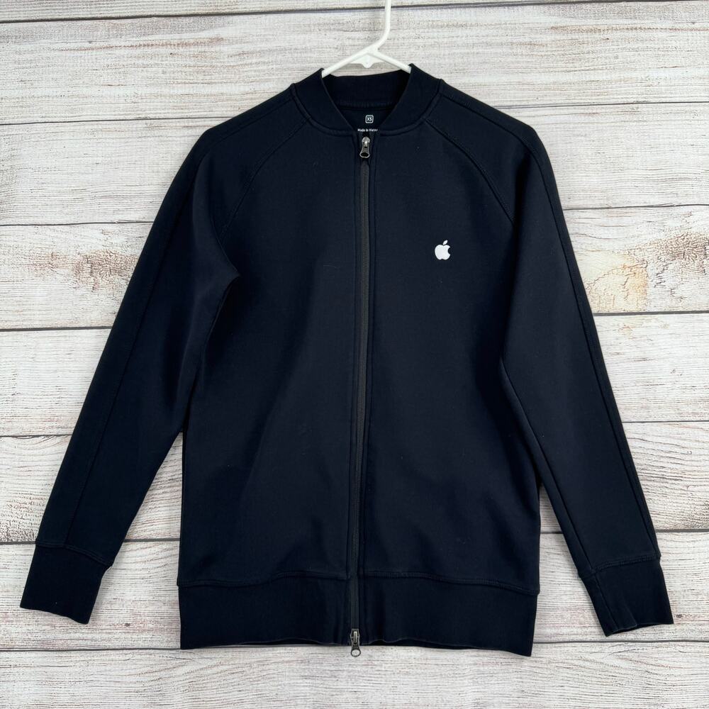 Apple Full Zip‎ Long Sleeve Jacket Adult Size XS Black Stretch Employee